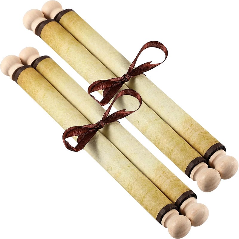 Makevivi 2 PCS Blank Scrolls Paper with Wood Rods, for Naughty or Nice List, Writing, Wedding Vows, Invitation, Love Letter, Cosplay Prop, Renaissance, 7.1 x 30.5 inches - Image 1